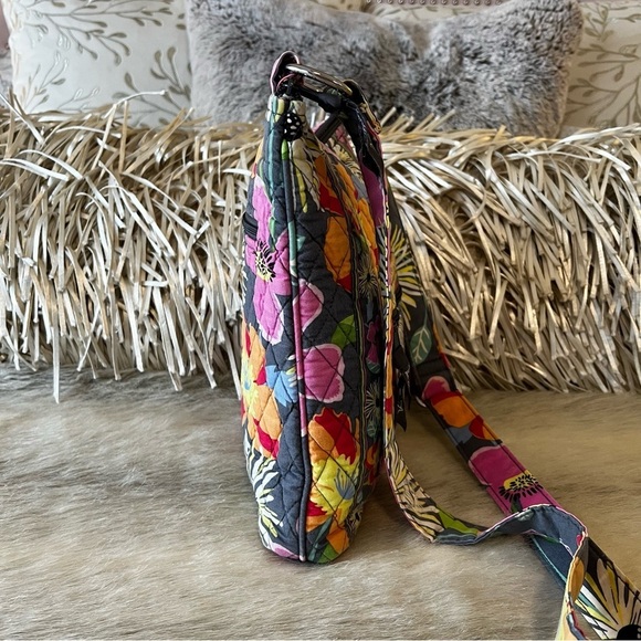 VERA BRADLEY Va Va Bloom 2012 Zip Hipster Crossbody Gray Pink Yellow Floral - Picture 6 of 17